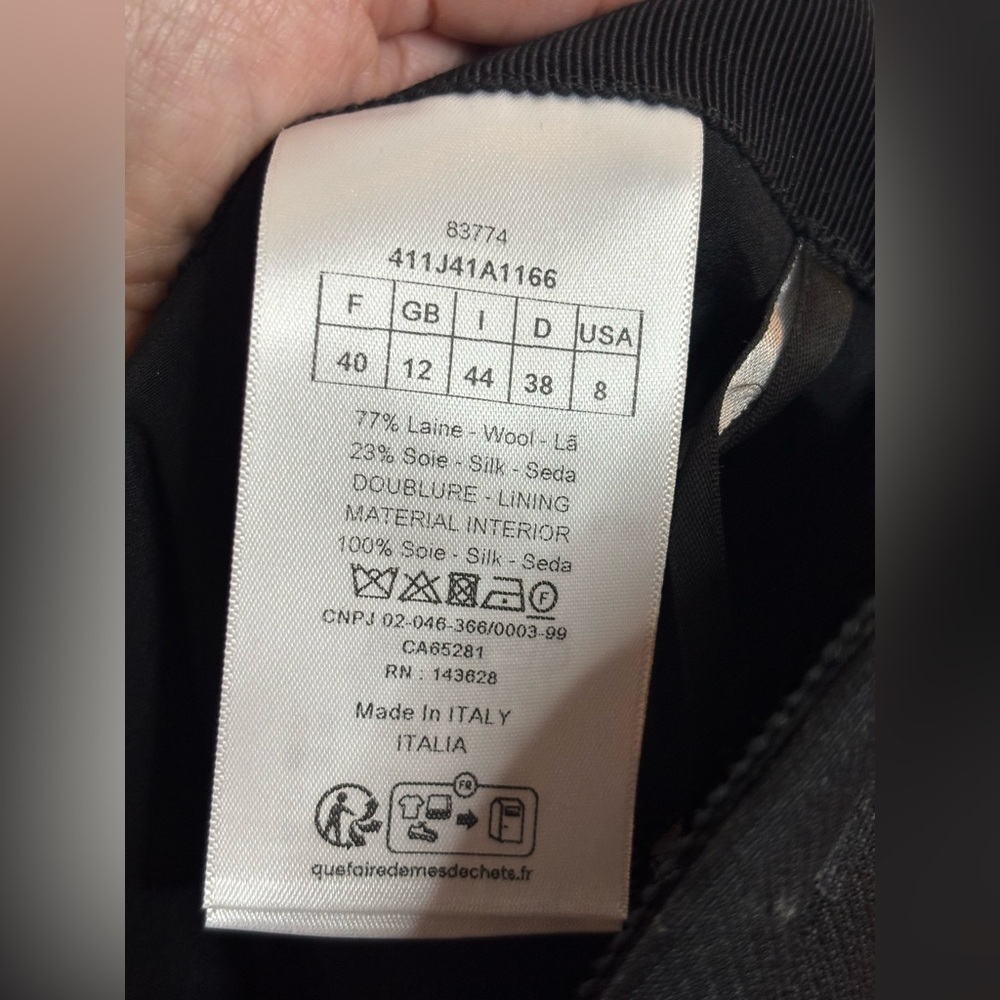 EUC Dior Classic Black A-Line Skirt with front vents size wool & silk 8 - Picture 9 of 9